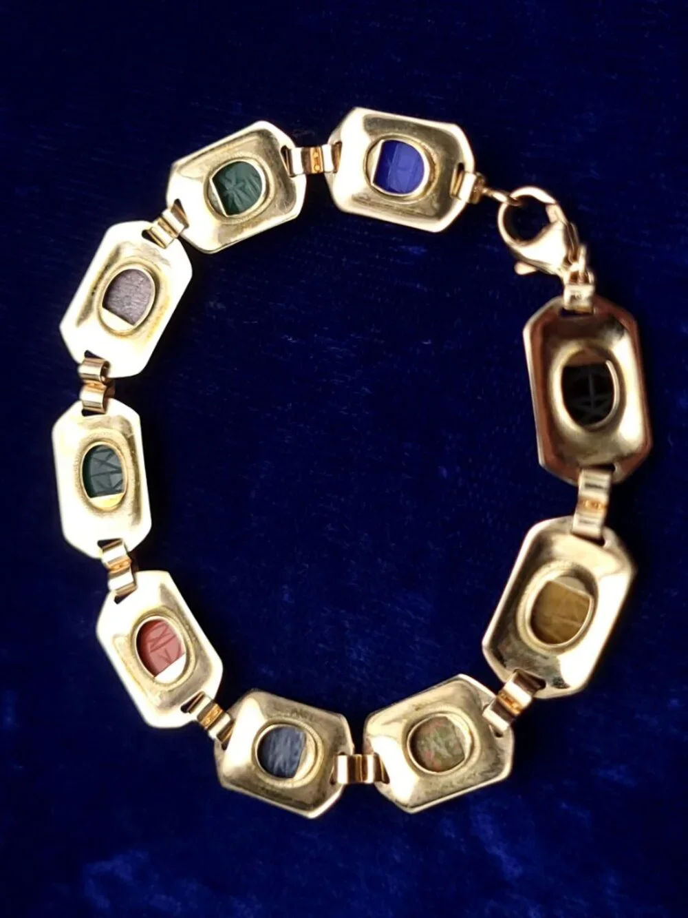 10K Gold and Semi-Precious Stone Scarab Bracelet